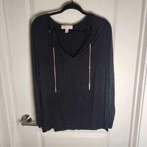 Michael Kors Black Long Sleeve Top with Gold Accents Size L